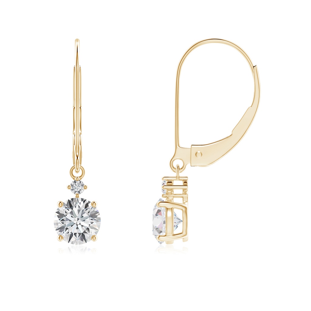 5mm FGVS Lab-Grown Solitaire Diamond Dangle Earrings in Yellow Gold