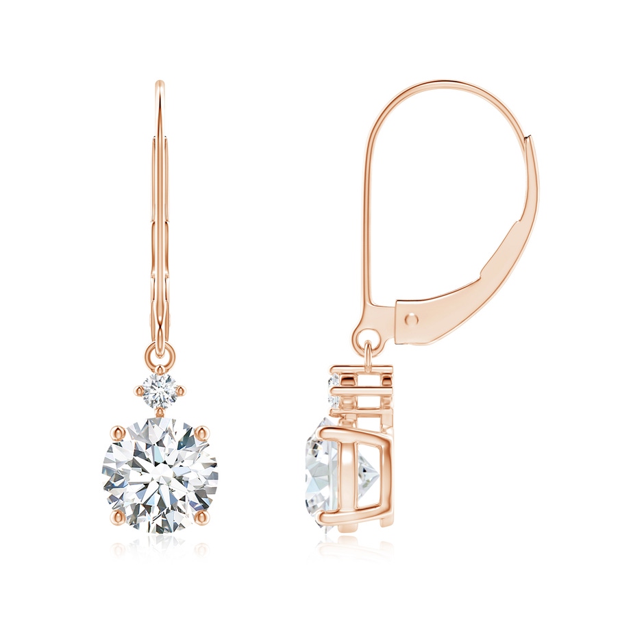 6.4mm FGVS Lab-Grown Solitaire Diamond Dangle Earrings in Rose Gold 