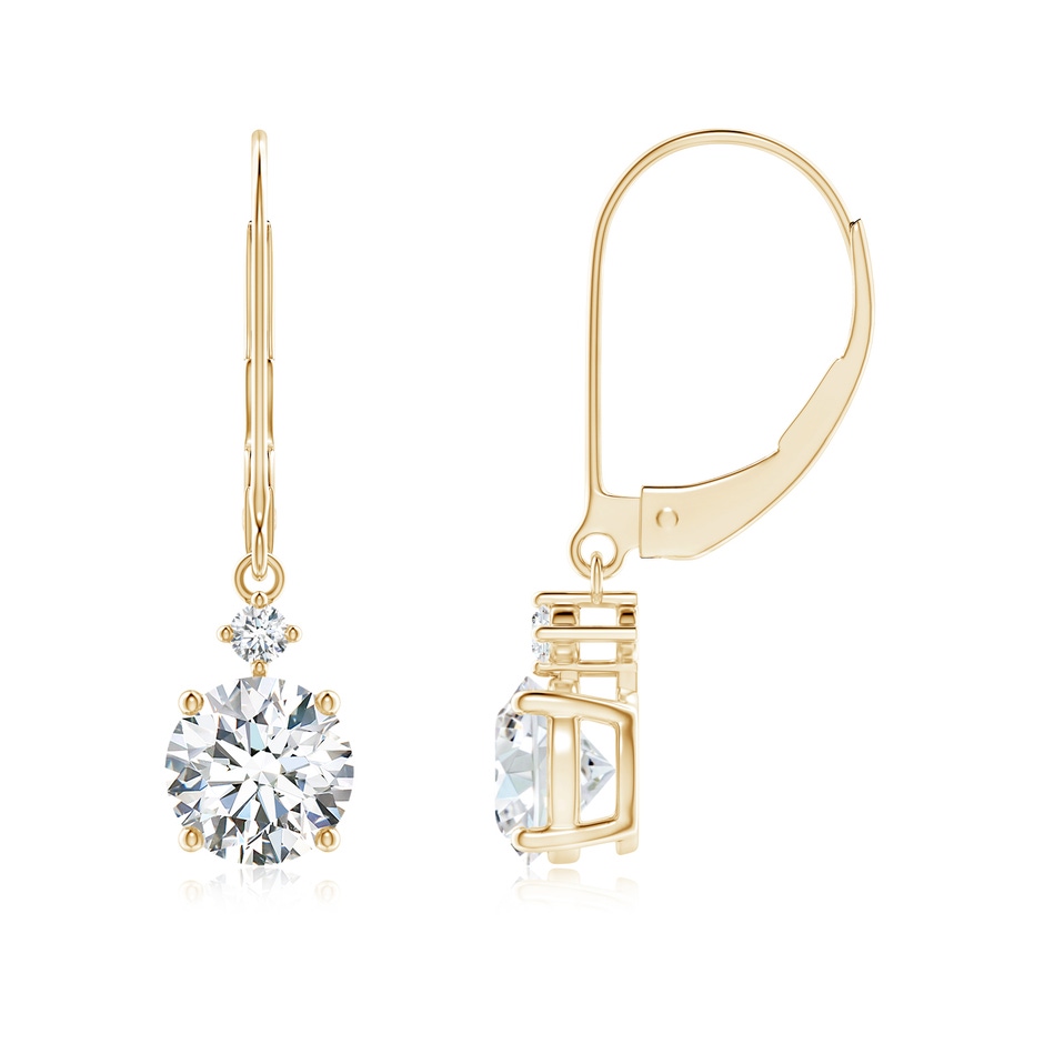 6.4mm FGVS Lab-Grown Solitaire Diamond Dangle Earrings in Yellow Gold 