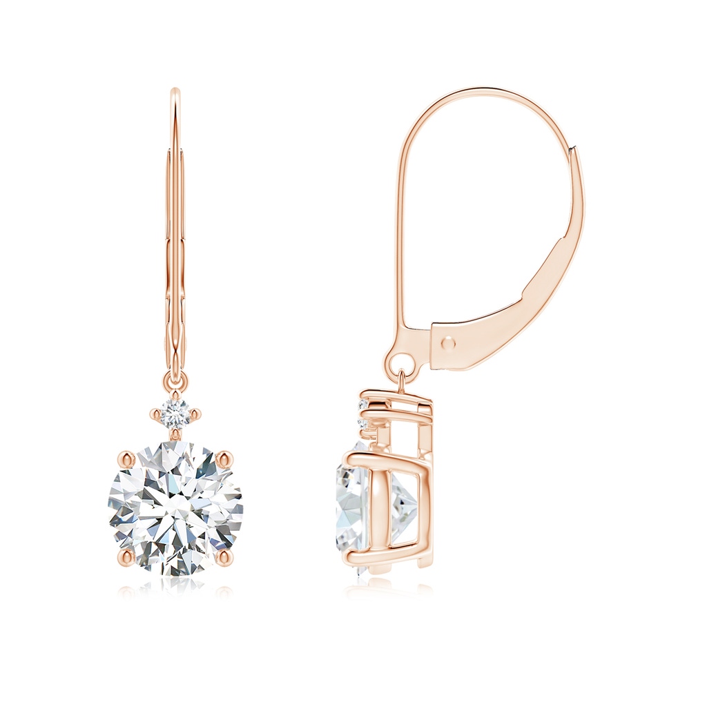 6.5mm FGVS Lab-Grown Solitaire Diamond Dangle Earrings in 9K Rose Gold
