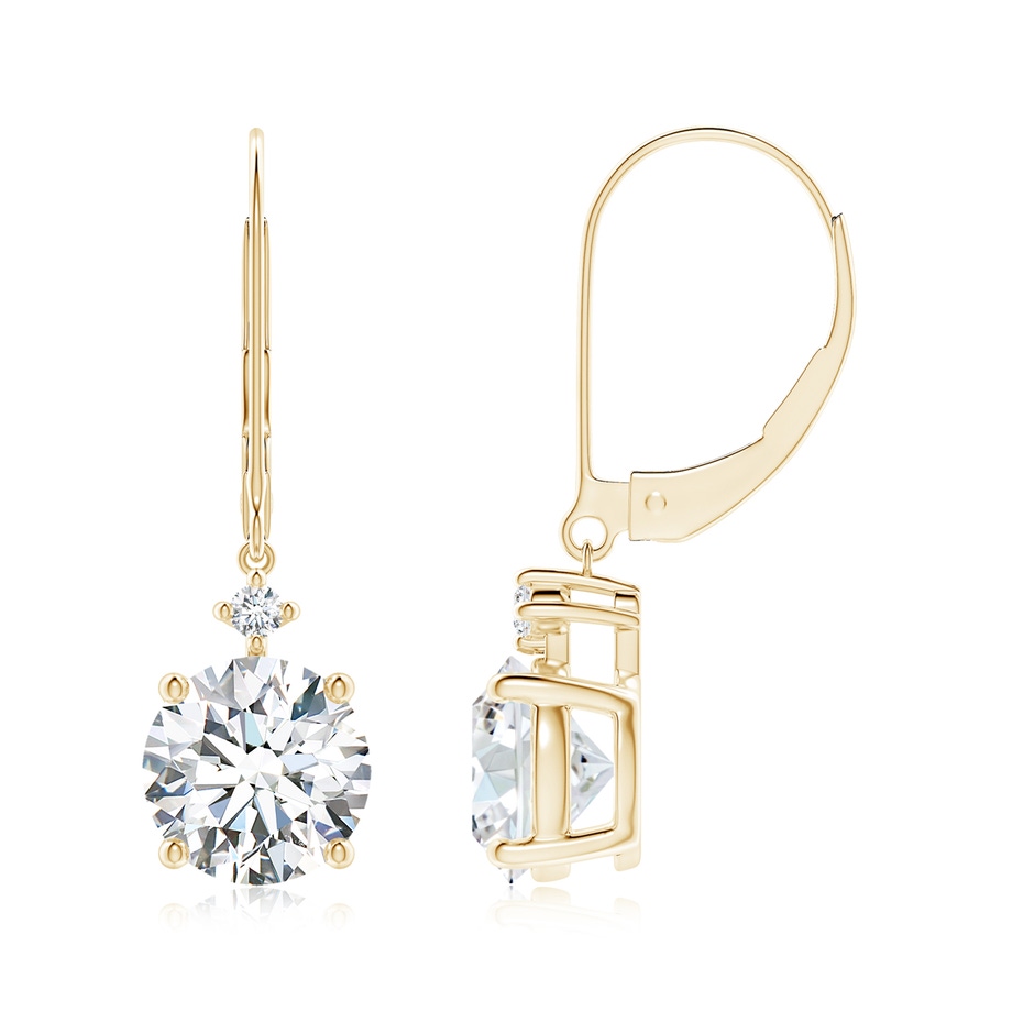 7.4mm FGVS Lab-Grown Solitaire Diamond Dangle Earrings in Yellow Gold 
