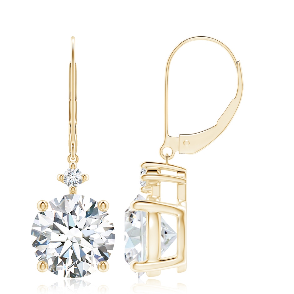 9.2mm FGVS Lab-Grown Solitaire Diamond Dangle Earrings in Yellow Gold 