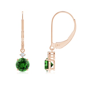 5mm Labgrown Lab-Grown Solitaire Emerald Dangle Earrings with Diamond in Rose Gold