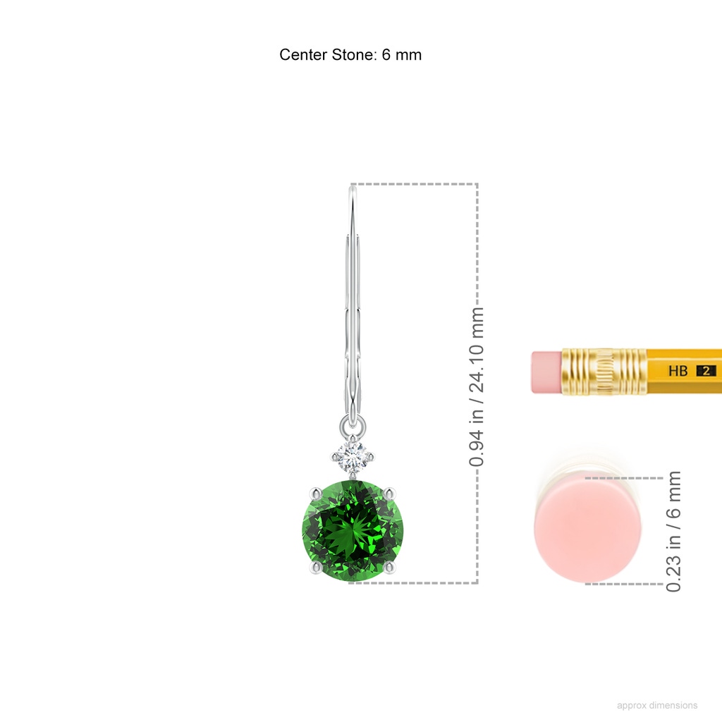 6mm Labgrown Lab-Grown Solitaire Emerald Dangle Earrings with Diamond in White Gold ruler