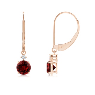 5mm Labgrown Lab-Grown Solitaire Ruby Dangle Earrings with Diamond in 9K Rose Gold
