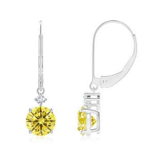 6.4mm Labgrown Solitaire Lab-Grown Fancy Intense Yellow Diamond Dangle Earrings in P950 Platinum