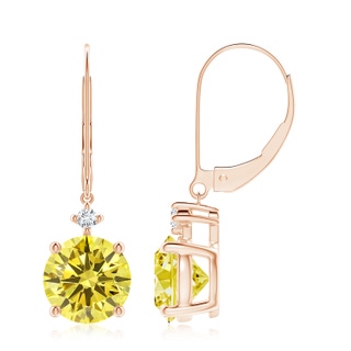 8.1mm Labgrown Solitaire Lab-Grown Fancy Intense Yellow Diamond Dangle Earrings in 10K Rose Gold