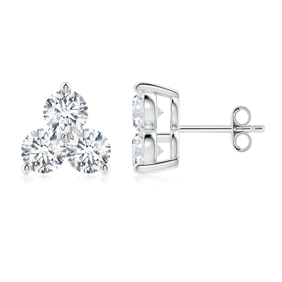 4.4mm FGVS Round Lab-Grown Diamond Three Stone Stud Earrings in P950 Platinum 