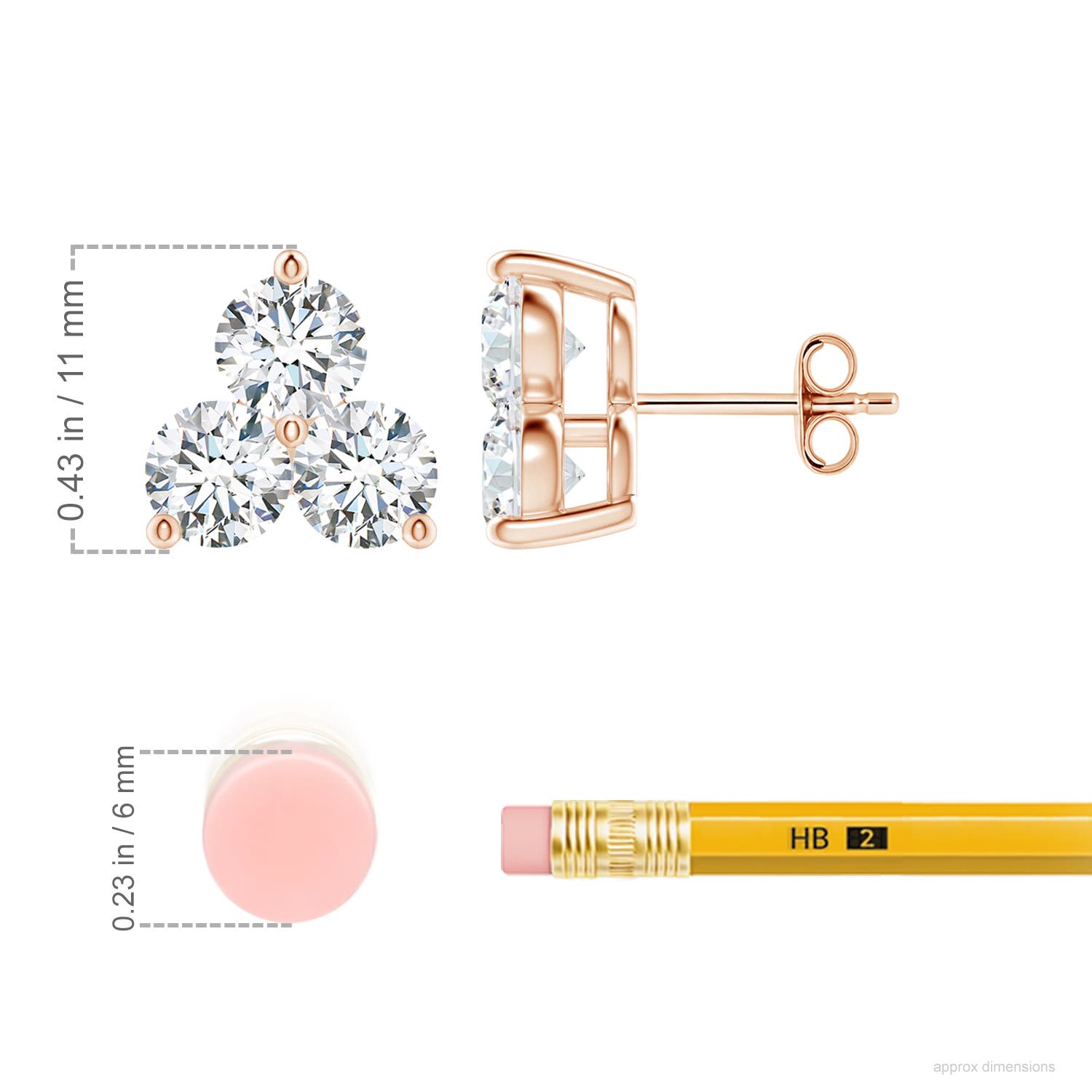 F-G, VS / 3.3 CT / 14 KT Rose Gold