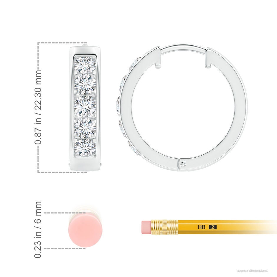 3.8mm FGVS Lab-Grown Channel-Set Diamond Hoop Earrings in P950 Platinum ruler