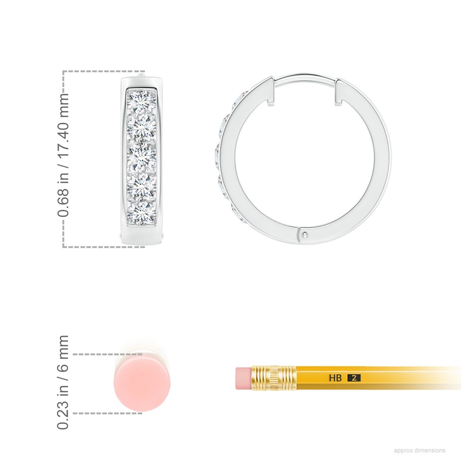 3mm FGVS Lab-Grown Channel-Set Diamond Hoop Earrings in P950 Platinum ruler