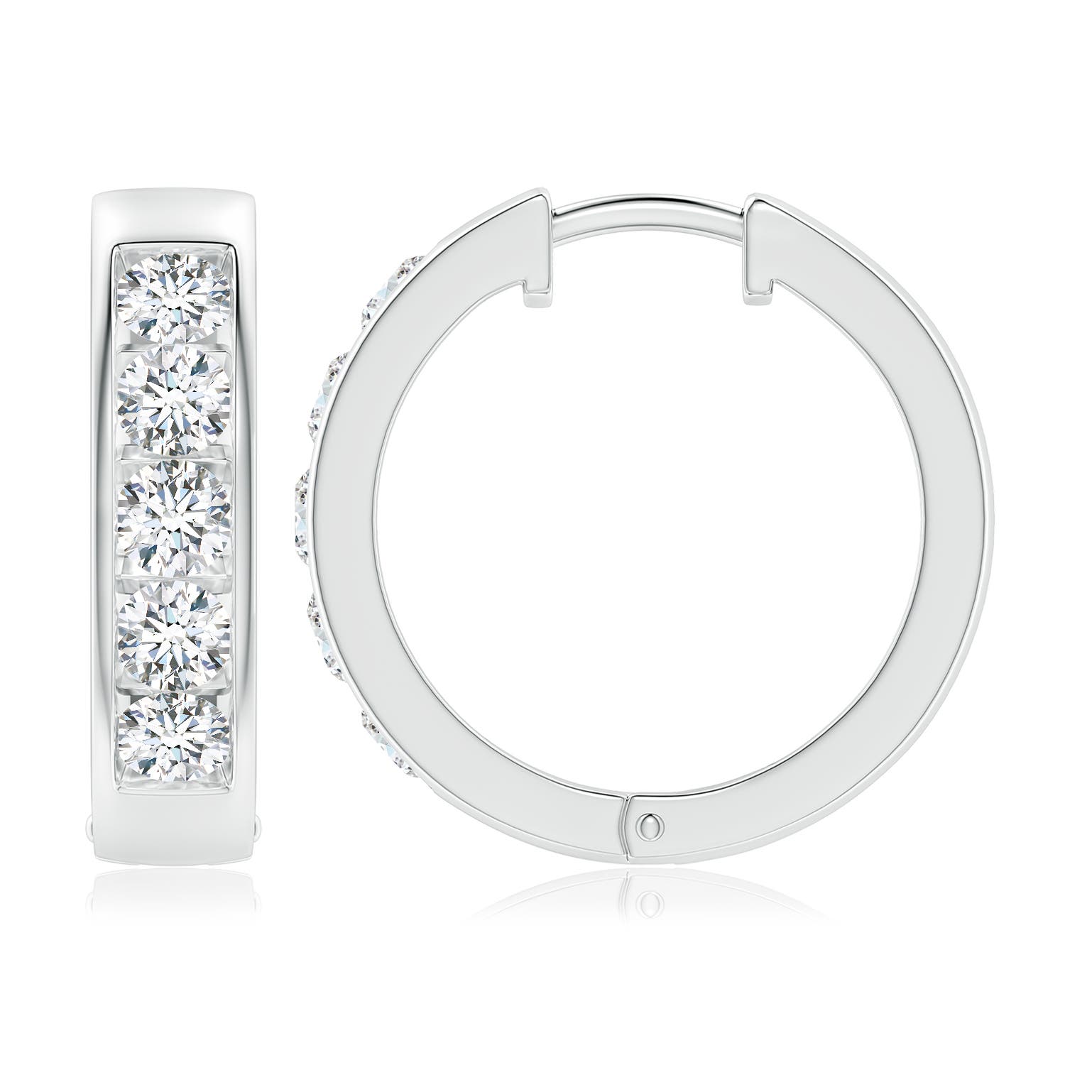 4.2mm FGVS Lab-Grown Channel-Set Diamond Hoop Earrings in 18K White Gold