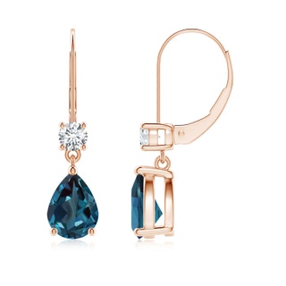 8x6mm Labgrown Pear Lab-Grown Alexandrite Leverback Drop Earrings with Diamond in Rose Gold