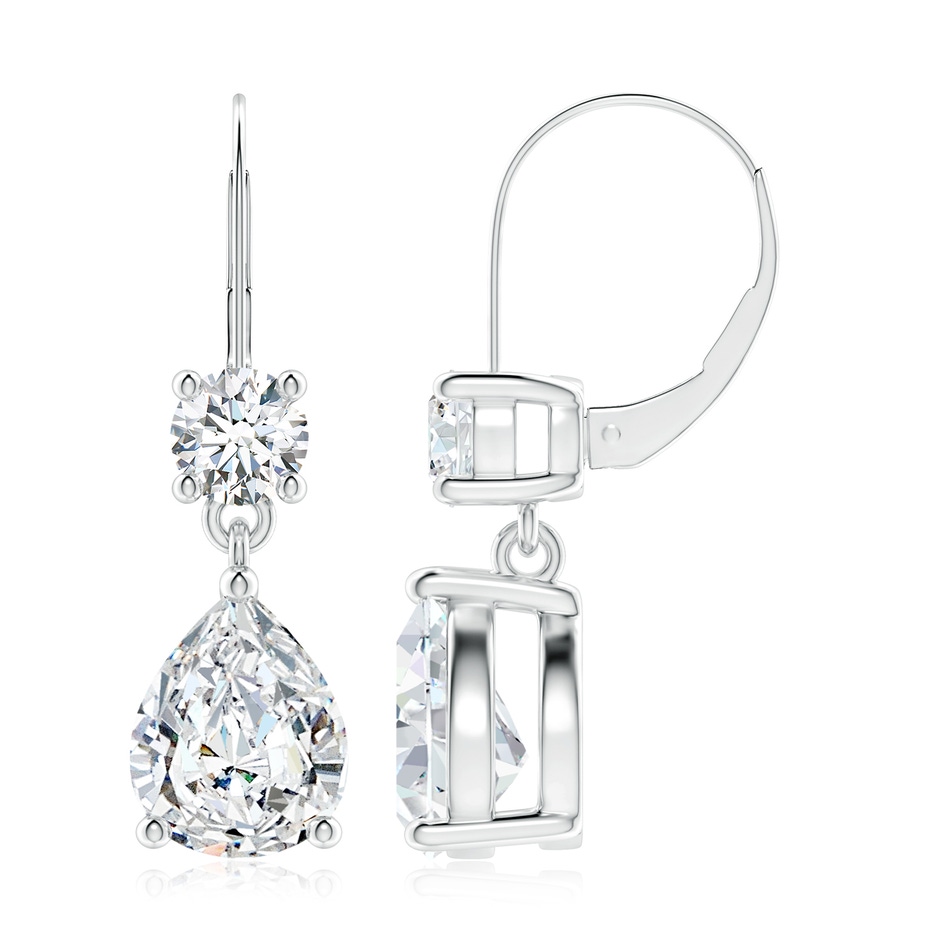 10x8mm FGVS Lab-Grown Pear Diamond Leverback Drop Earrings with Diamond Accent in P950 Platinum 