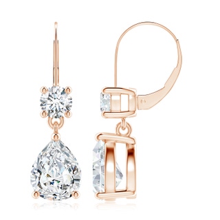 10x8mm FGVS Lab-Grown Pear Diamond Leverback Drop Earrings with Diamond Accent in Rose Gold