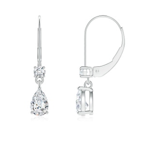 6x4mm FGVS Lab-Grown Pear Diamond Leverback Drop Earrings with Diamond Accent in P950 Platinum