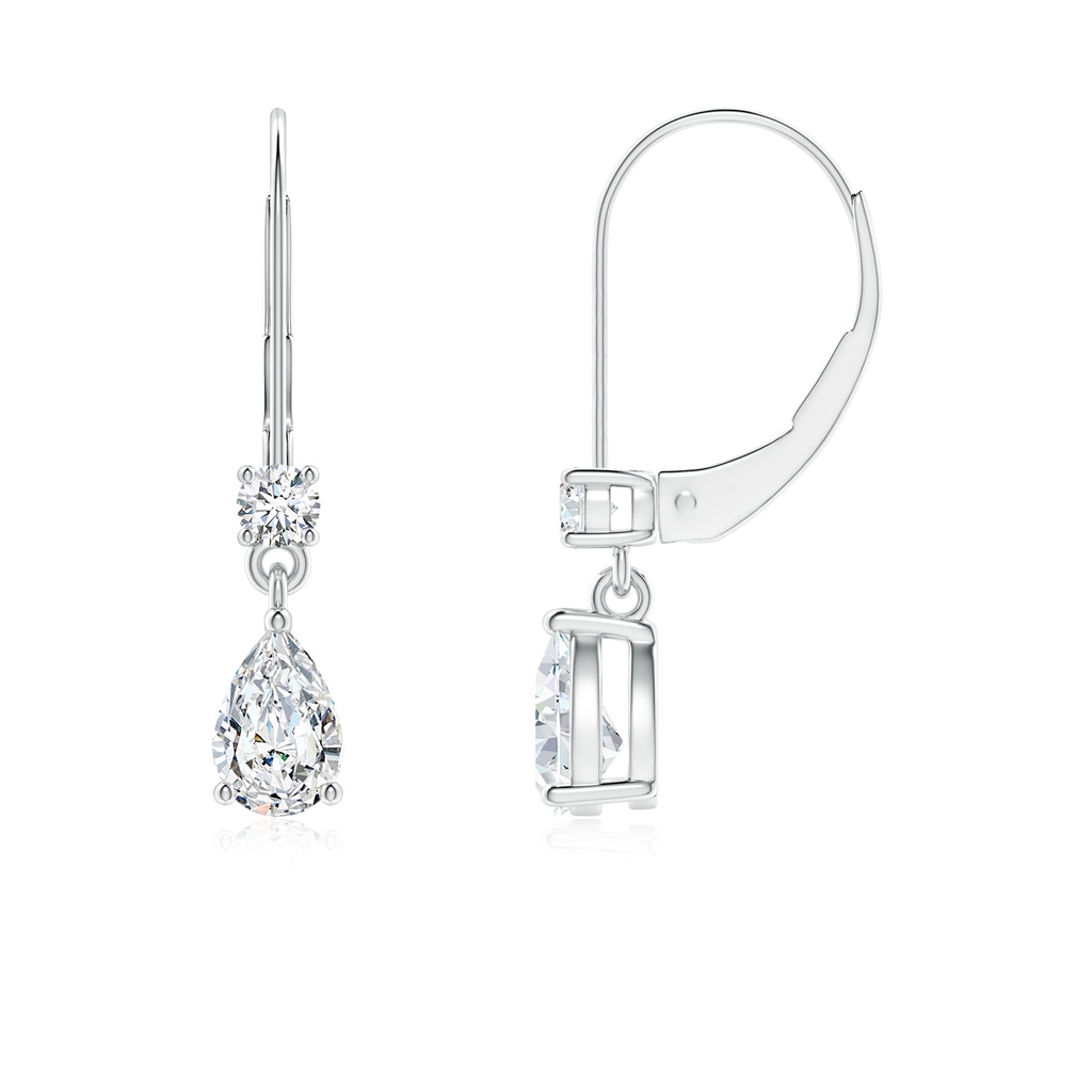 6x4mm FGVS Lab-Grown Pear Diamond Leverback Drop Earrings with Diamond Accent in White Gold