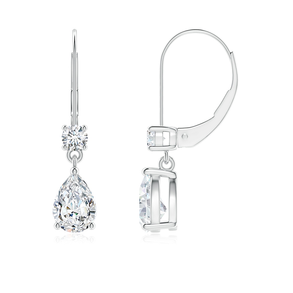 7x5mm FGVS Lab-Grown Pear Diamond Leverback Drop Earrings with Diamond Accent in White Gold 