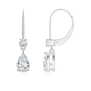 7x5mm FGVS Lab-Grown Pear Diamond Leverback Drop Earrings with Diamond Accent in White Gold