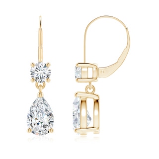 9x6mm FGVS Lab-Grown Pear Diamond Leverback Drop Earrings with Diamond Accent in 9K Yellow Gold