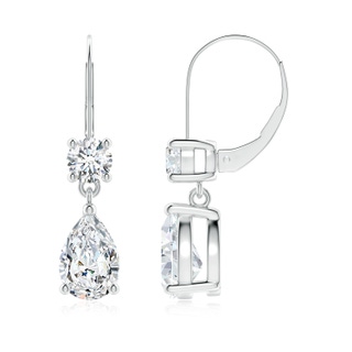 9x6mm FGVS Lab-Grown Pear Diamond Leverback Drop Earrings with Diamond Accent in P950 Platinum