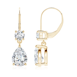 9x7mm FGVS Lab-Grown Pear Diamond Leverback Drop Earrings with Diamond Accent in 10K Yellow Gold
