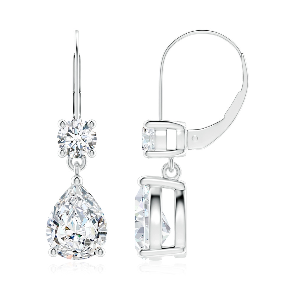 9x7mm FGVS Lab-Grown Pear Diamond Leverback Drop Earrings with Diamond Accent in P950 Platinum