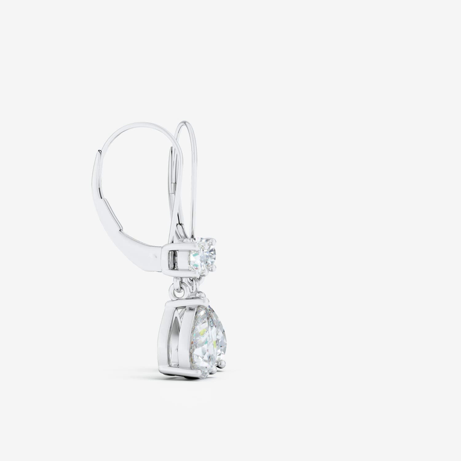Lab-Grown Pear Diamond Leverback Drop Earrings with Lab