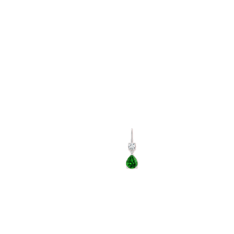 10x8mm Labgrown Lab-Grown Pear Emerald Leverback Drop Earrings with Diamond in 18K White Gold ear