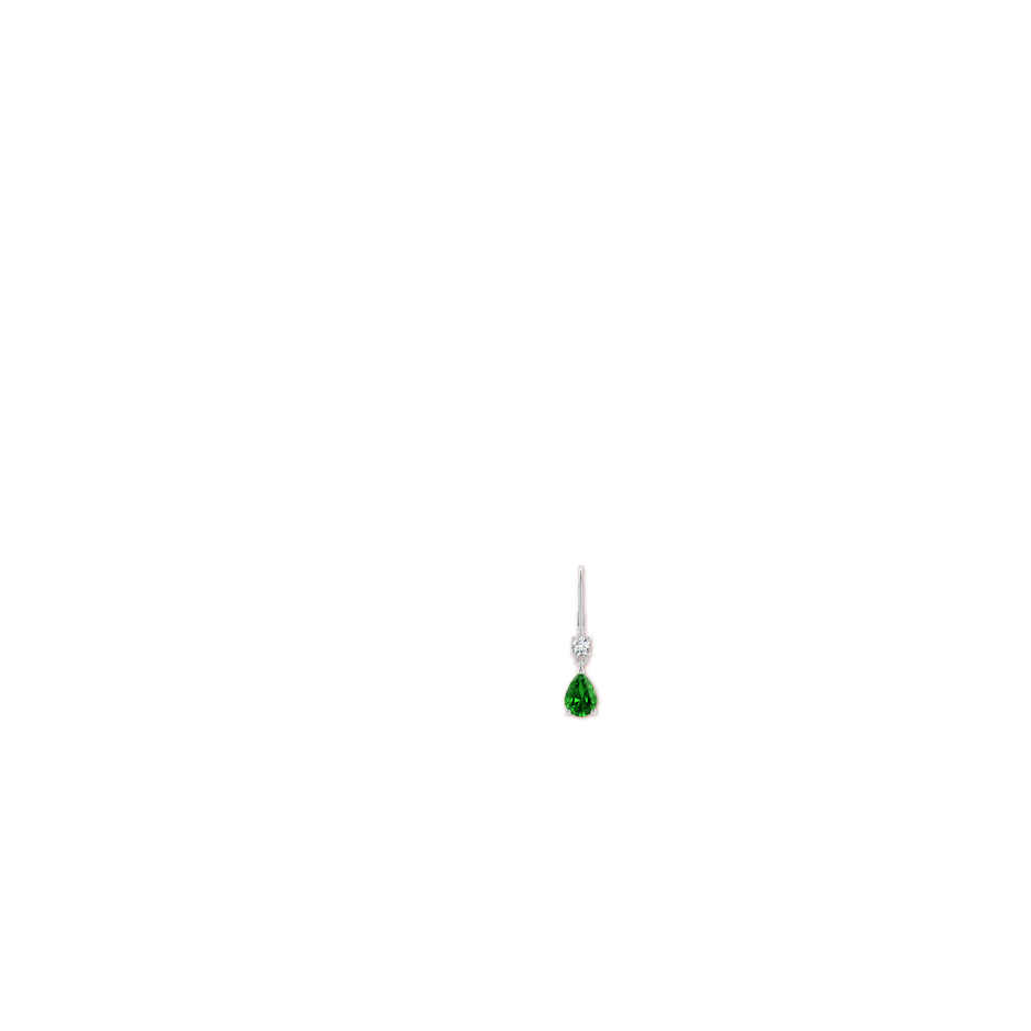 7x5mm Labgrown Lab-Grown Pear Emerald Leverback Drop Earrings with Diamond in P950 Platinum ear