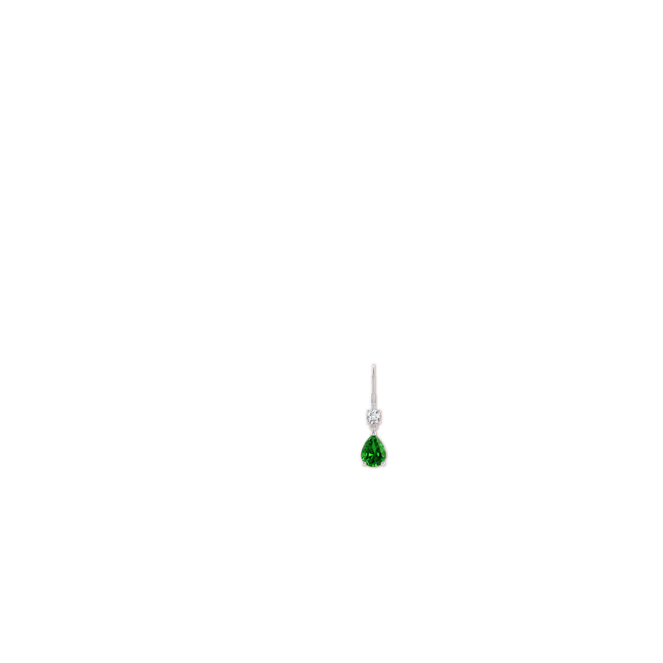 8x6mm Labgrown Lab-Grown Pear Emerald Leverback Drop Earrings with Diamond in P950 Platinum ear