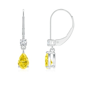 6x4mm Labgrown Pear Lab-Grown Fancy Intense Yellow Diamond Leverback Drop Earrings in P950 Platinum