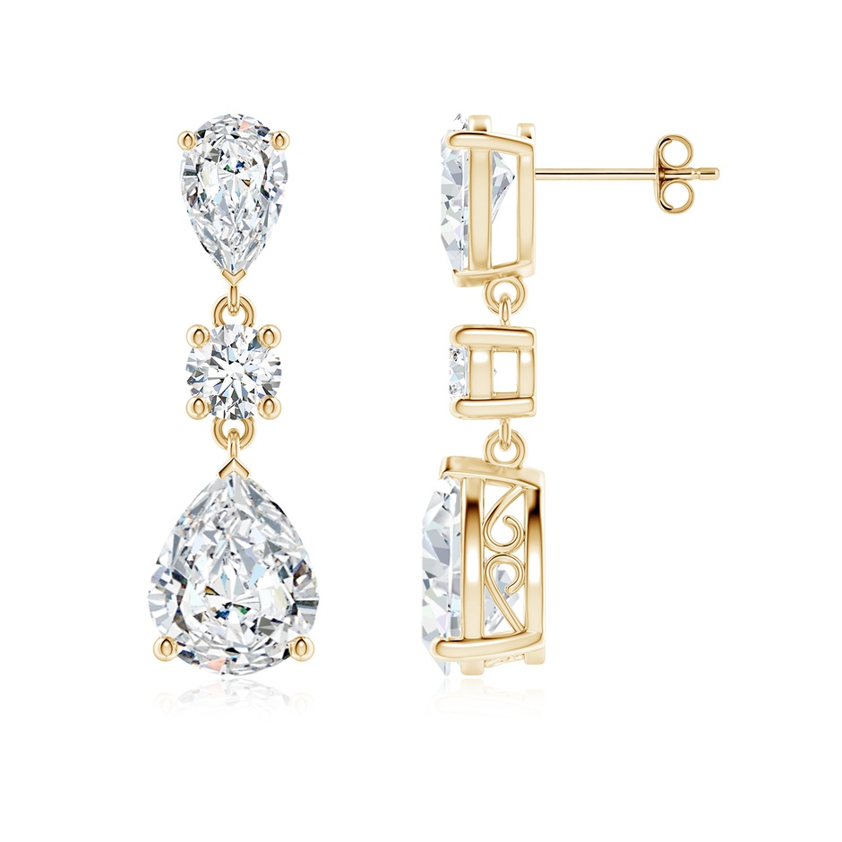 10x6.5mm FGVS Pear Lab-Grown Diamond Drop Earrings in 18K Yellow Gold 