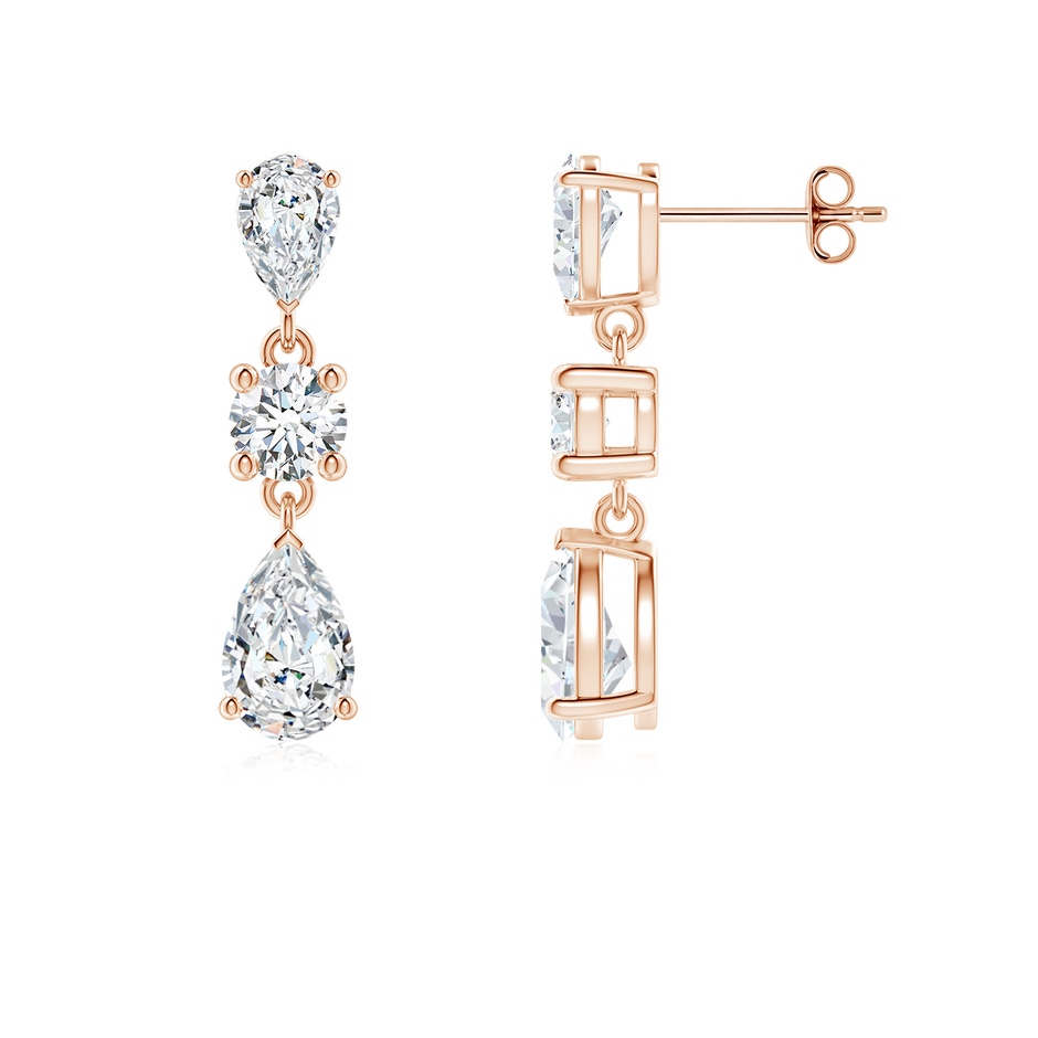 8x5mm FGVS Pear Lab-Grown Diamond Drop Earrings in Rose Gold 