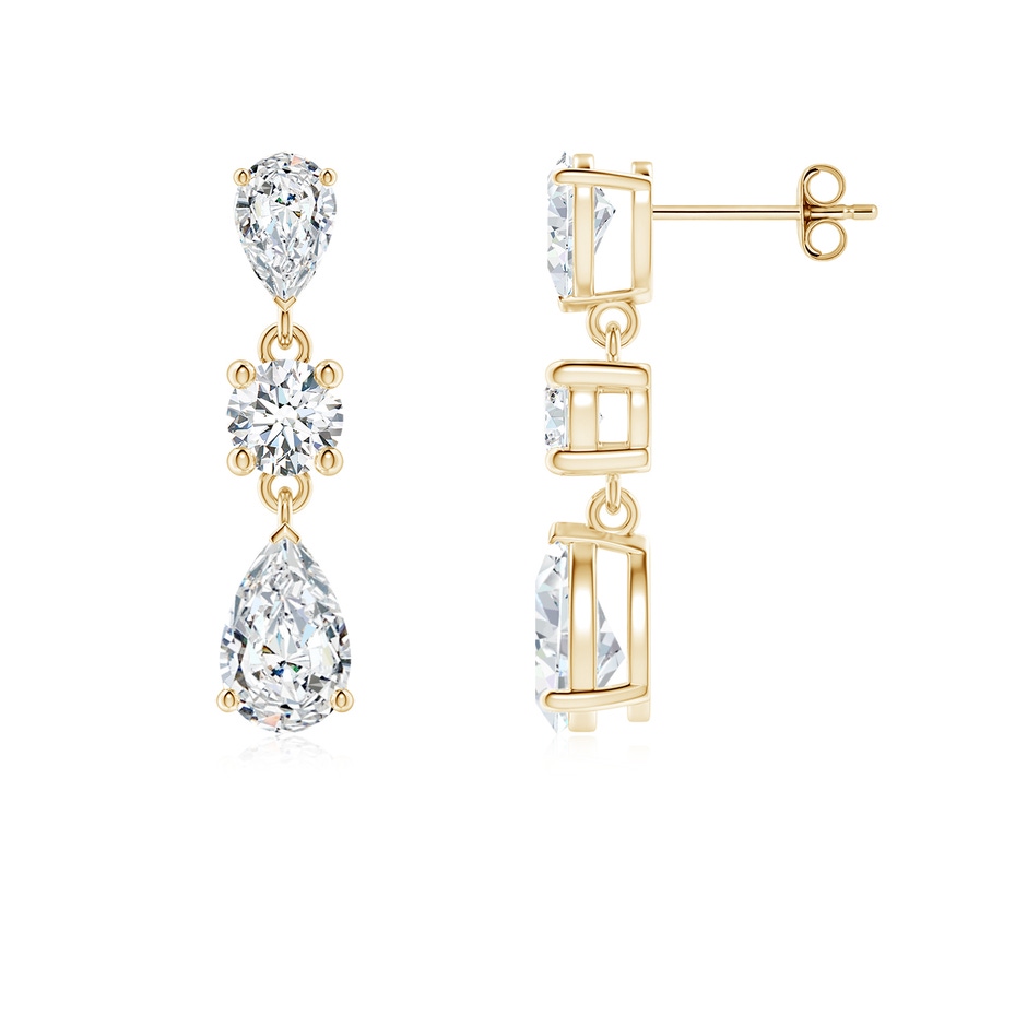 8x5mm FGVS Pear Lab-Grown Diamond Drop Earrings in Yellow Gold 