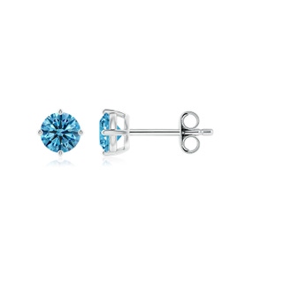 4.6mm Labgrown Basket-Set Solitaire Lab-Grown Fancy Intense Blue Diamond Stud Earrings in P950 Platinum