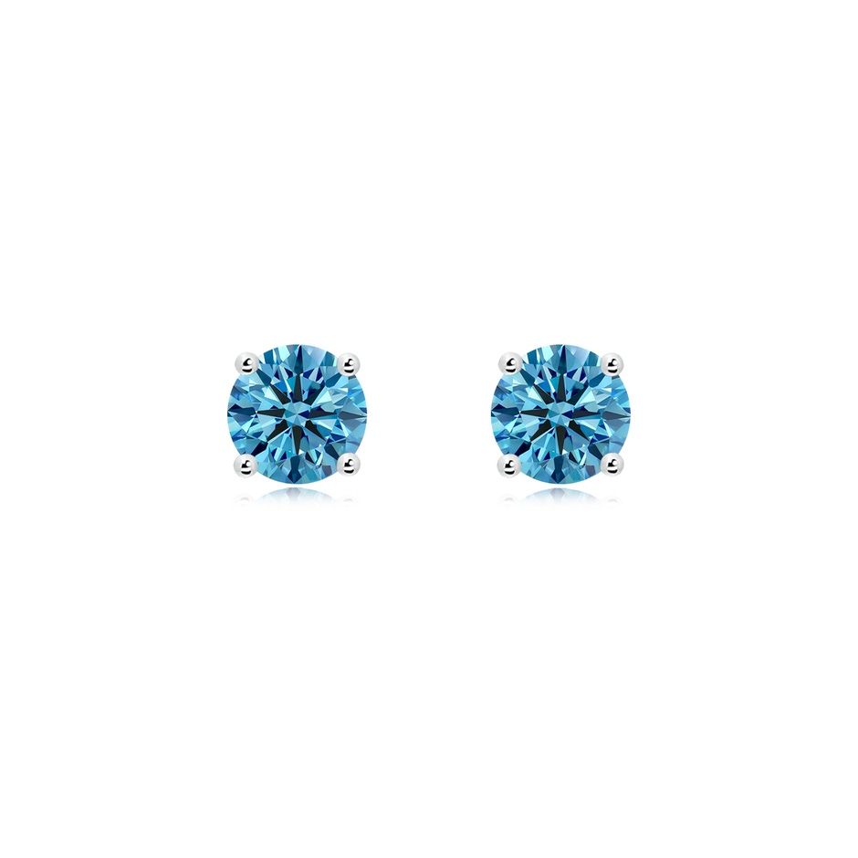 5.5mm Labgrown Basket-Set Solitaire Lab-Grown Fancy Intense Blue Diamond Stud Earrings in P950 Platinum 