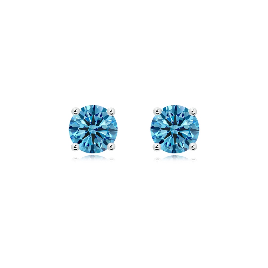 6.4mm Labgrown Basket-Set Solitaire Lab-Grown Fancy Intense Blue Diamond Stud Earrings in P950 Platinum 