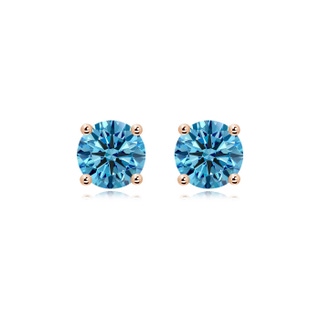 8.1mm Labgrown Basket-Set Solitaire Lab-Grown Fancy Intense Blue Diamond Stud Earrings in Rose Gold