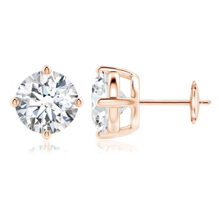 10.1mm FGVS Lab-Grown Basket-Set Solitaire Diamond Stud Earrings in 10K Rose Gold