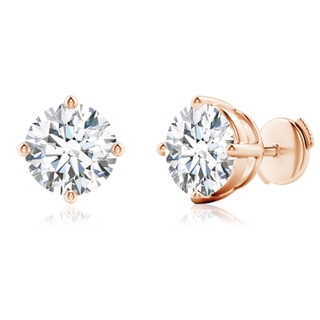 10.1mm FGVS Lab-Grown Basket-Set Solitaire Diamond Stud Earrings in 9K Rose Gold