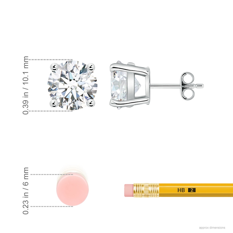 10.1mm FGVS Lab-Grown Basket-Set Solitaire Diamond Stud Earrings in P950 Platinum ruler