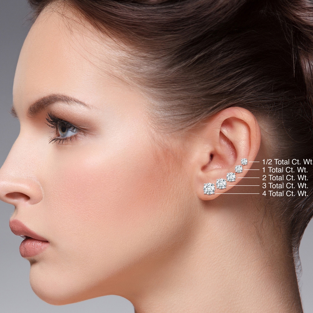 10.1mm FGVS Lab-Grown Basket-Set Solitaire Diamond Stud Earrings in Rose Gold - side 189