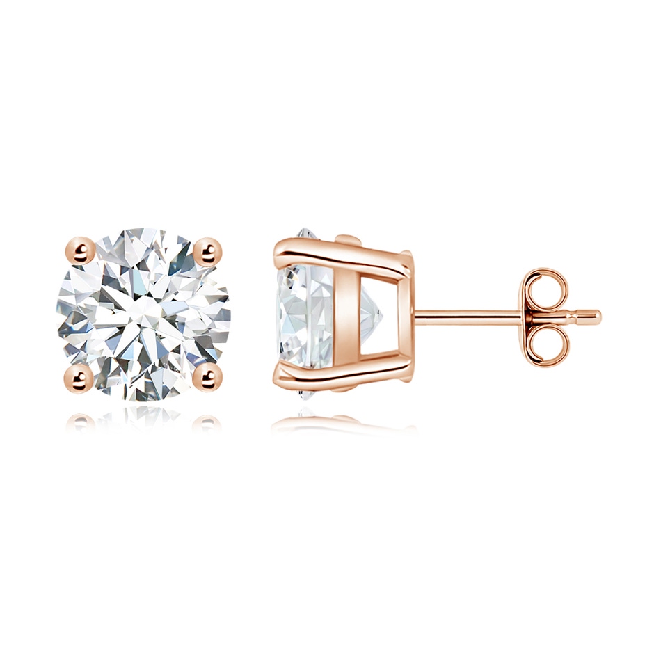10.1mm FGVS Lab-Grown Basket-Set Solitaire Diamond Stud Earrings in Rose Gold side 199