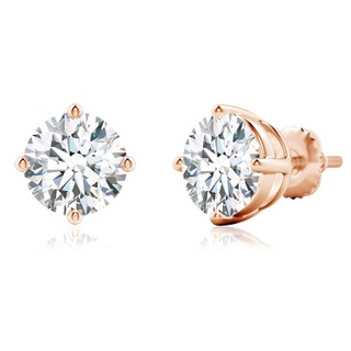 11.1mm FGVS Lab-Grown Basket-Set Solitaire Diamond Stud Earrings in 18K Rose Gold