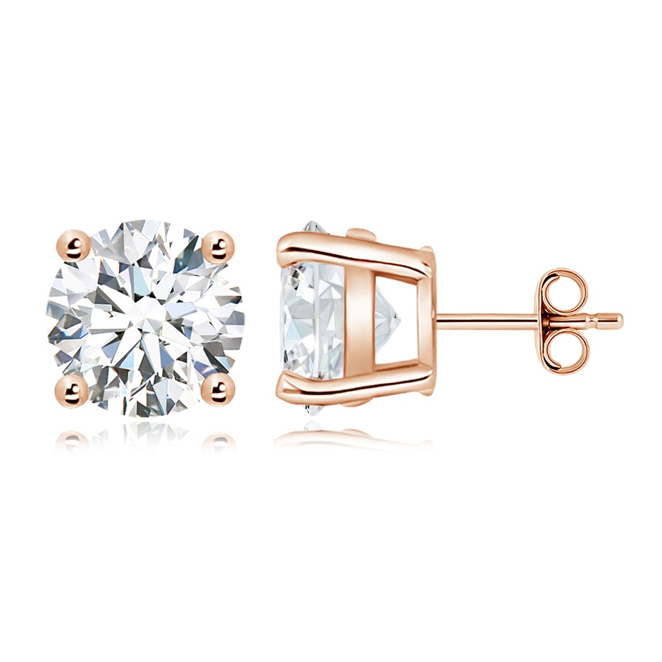 11.1mm FGVS Lab-Grown Basket-Set Solitaire Diamond Stud Earrings in 18K Rose Gold side 199
