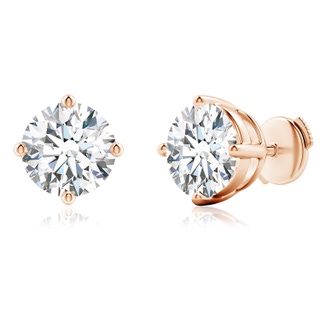 11.1mm FGVS Lab-Grown Basket-Set Solitaire Diamond Stud Earrings in 9K Rose Gold