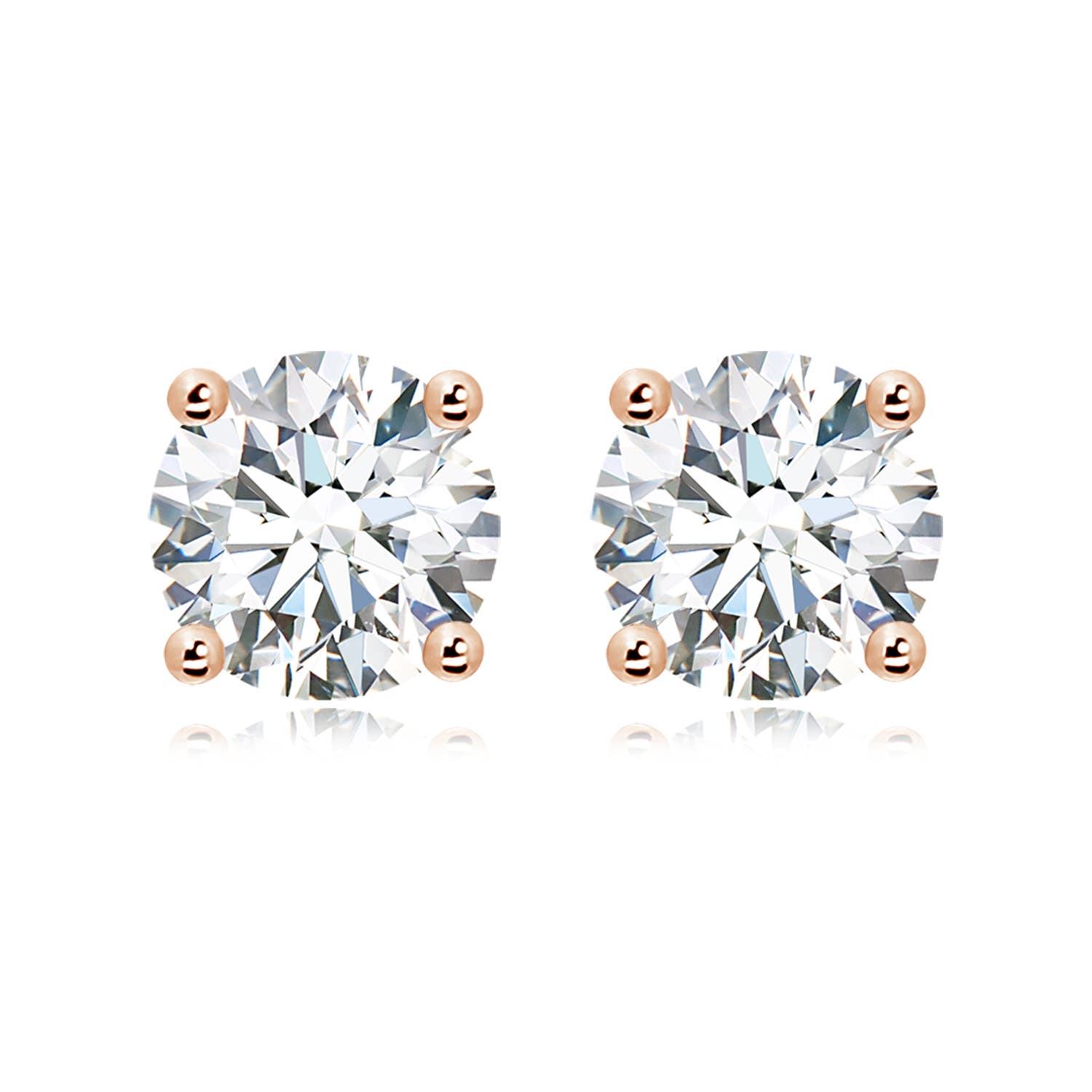 11.1mm FGVS Lab-Grown Basket-Set Solitaire Diamond Stud Earrings in Rose Gold