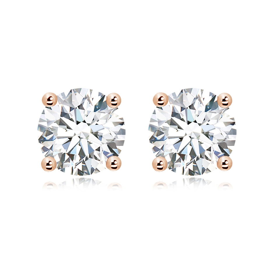 11.1mm FGVS Lab-Grown Basket-Set Solitaire Diamond Stud Earrings in Rose Gold 