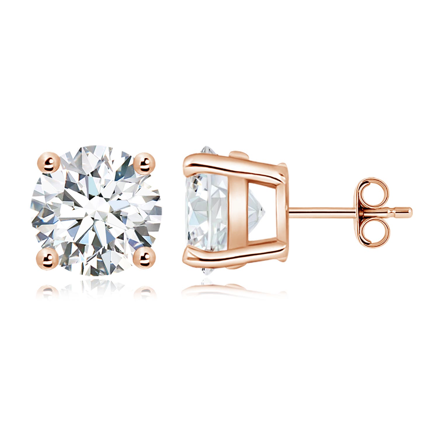 11.1mm FGVS Lab-Grown Basket-Set Solitaire Diamond Stud Earrings in Rose Gold